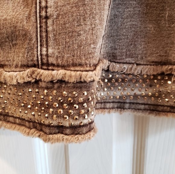 DG2 by Diane Gilman brown denim jacket with bling - Picture 6 of 11